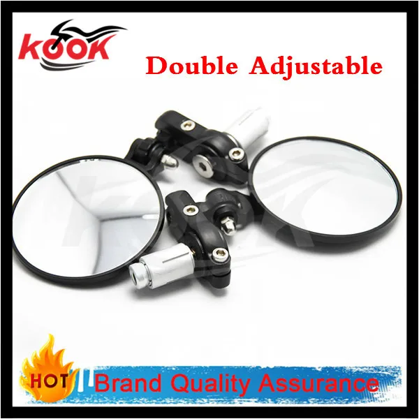Black Motorcycle Mirror CNC Aluminum 3" Round 7/8" Handle Bar End