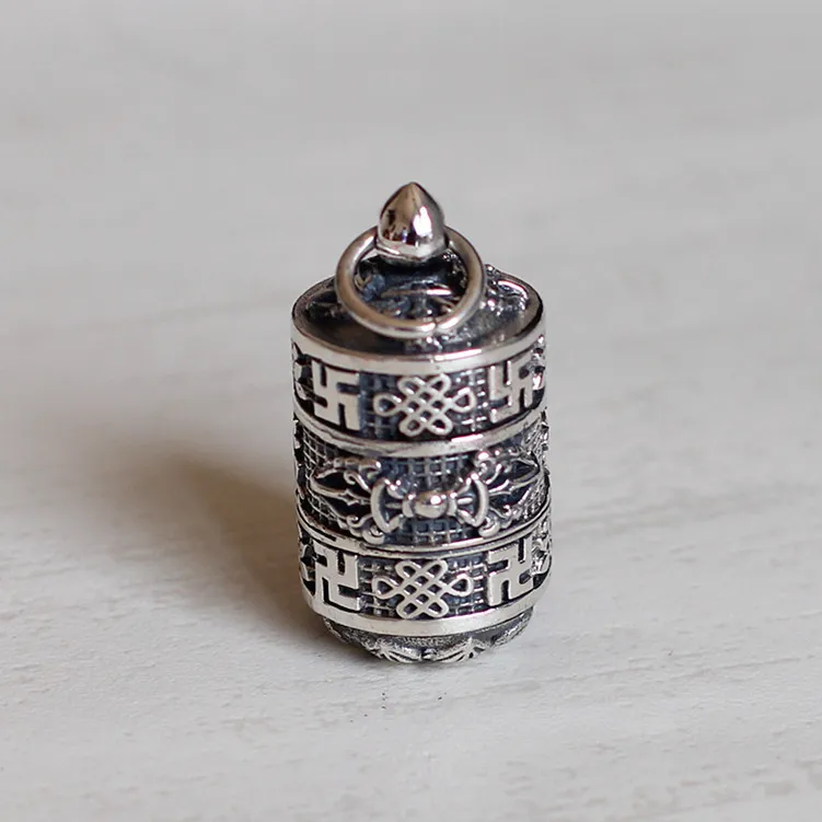 

S925 sterling silver jewelry wholesale men and women in Europe through the barrel of six word MANTRA Pendant FREE SHIPPING