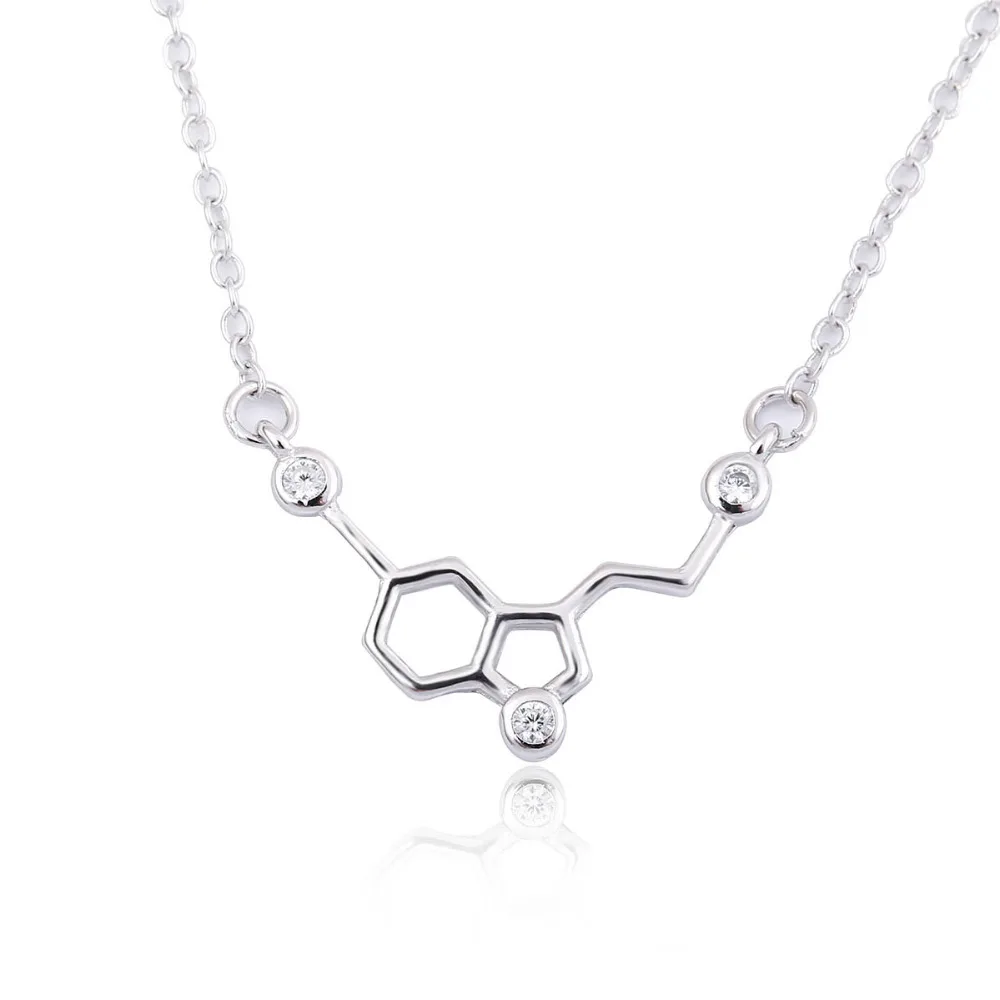 

Oly2u 2017 New Fashion Arrive Serotonin Molecule Necklace Women Chemistry Jewelry bohemian Necklace SYXL056
