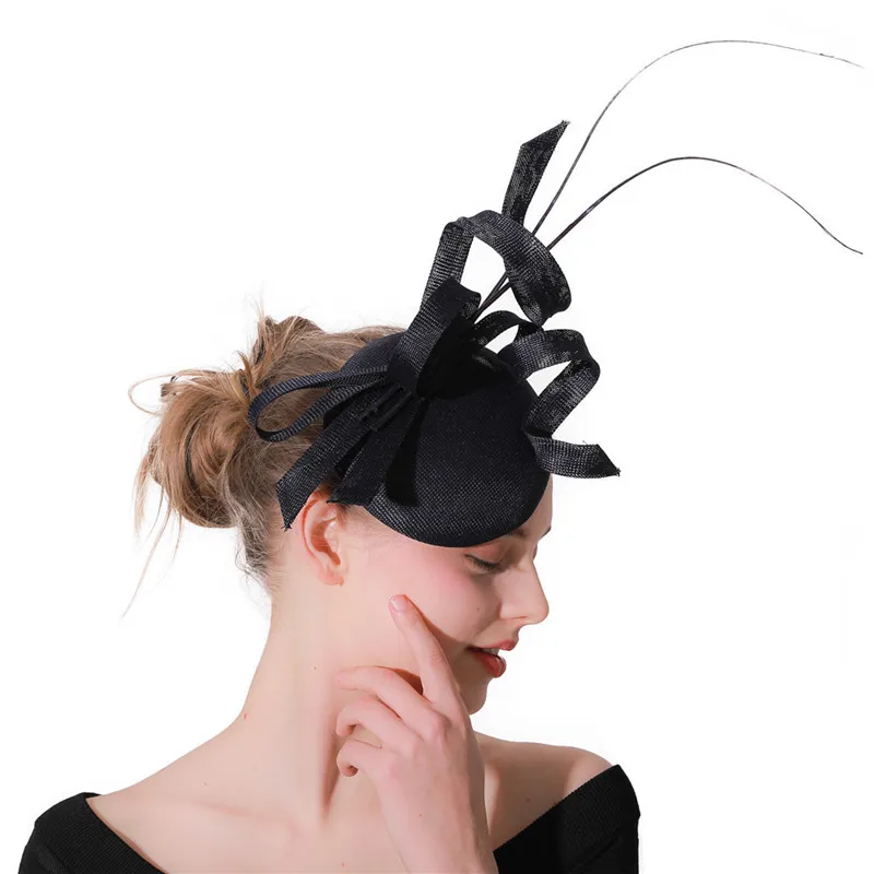 Элегантный женский церковный Случай Декоративные millinery Свадебные винтажные петли шляпы темно-синяя Вуалетка для волос волосы невесты Аксессуары Новые