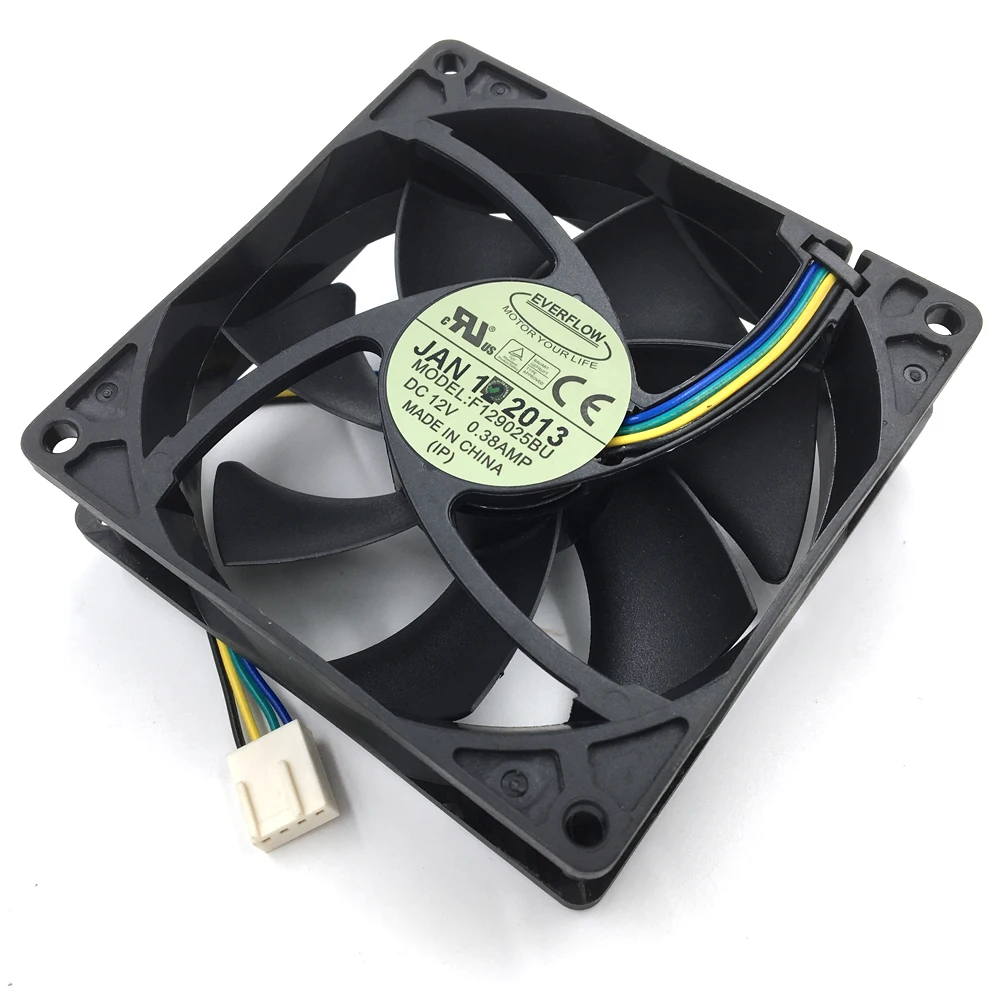 Бесплатная доставка F129025BU 9 см 9025 90x90x25 мм PWM CPU вентилятор 12 В 0.38A 4 провода 4Pin