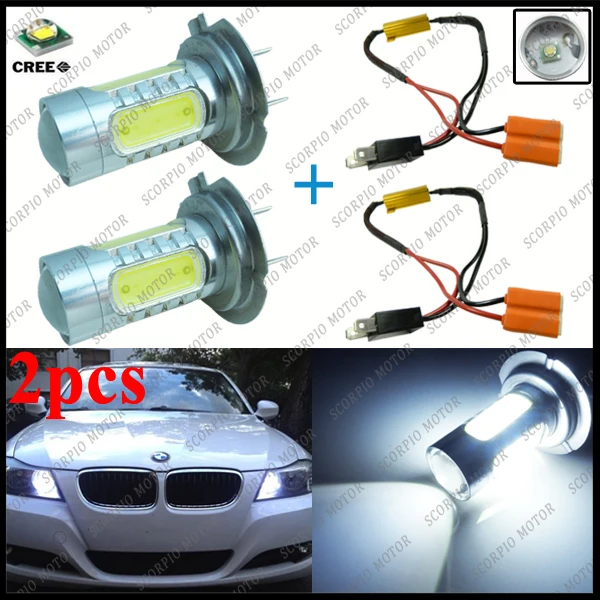 No Error HID White H7 CREE LED Bulb Kit For BMW 3 5 Series Daytime