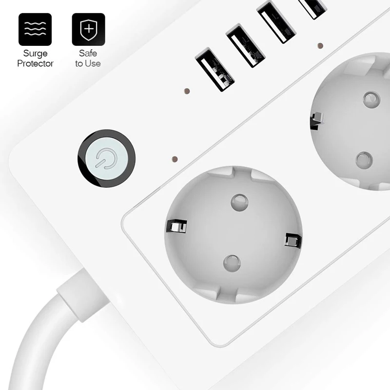 Умная Wi-Fi мощность полосы ЕС Plug 4 USB таймер розетка Удлинитель сетевой фильтр Голосовое управление работа Alexa Google IFTTT