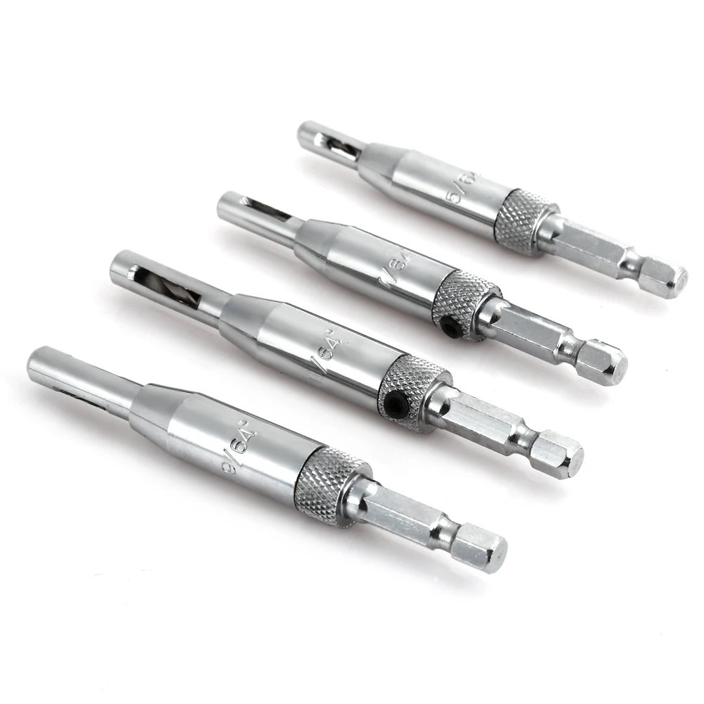 4PCS in 1 Set Door Hinge Dril Bit Set High Speed Steel Hex Shaped