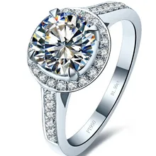 1.5CT классическое круглое кольцо с бриллиантами из искусственных алмазов для женщин обручальное чистое серебряное кольцо покрытие из белого золота обручальное кольцо