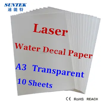 

Laser Printer Water Slide Decal Paper A3 Size Clear Backed Water Based Transfer Paper With CE/RoHS/REACH Certificate