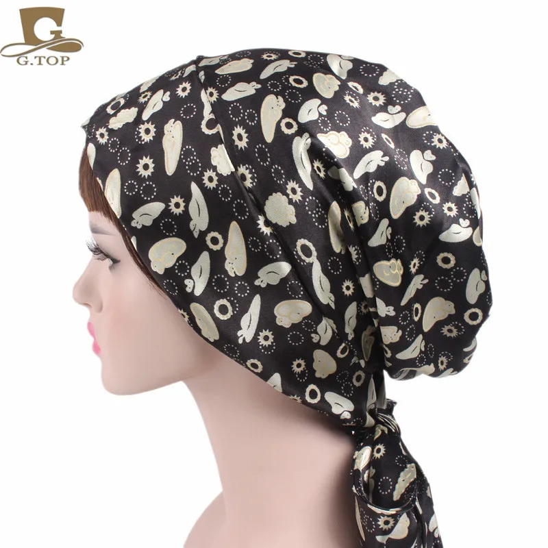 Женский атласный головной шарф Шапочка для сна шелковистый головной убор Дамский шарф для волос шапка