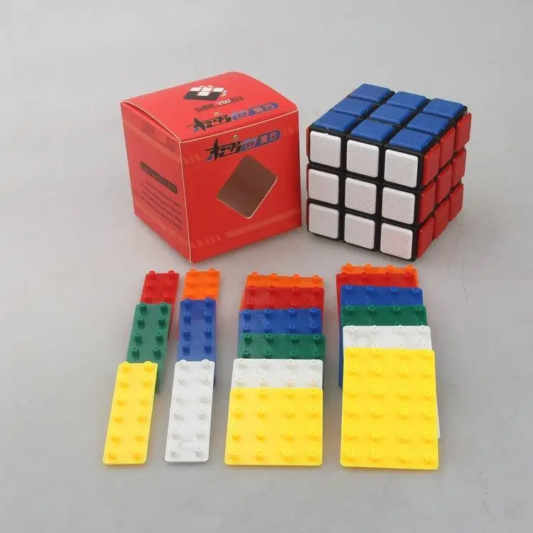LeadingStar DIY бандажный куб черный волшебный скоростной куб с 72 шт. пластиковые цветные наклейки пазл для Тренировки Мозга куб для магии zk40