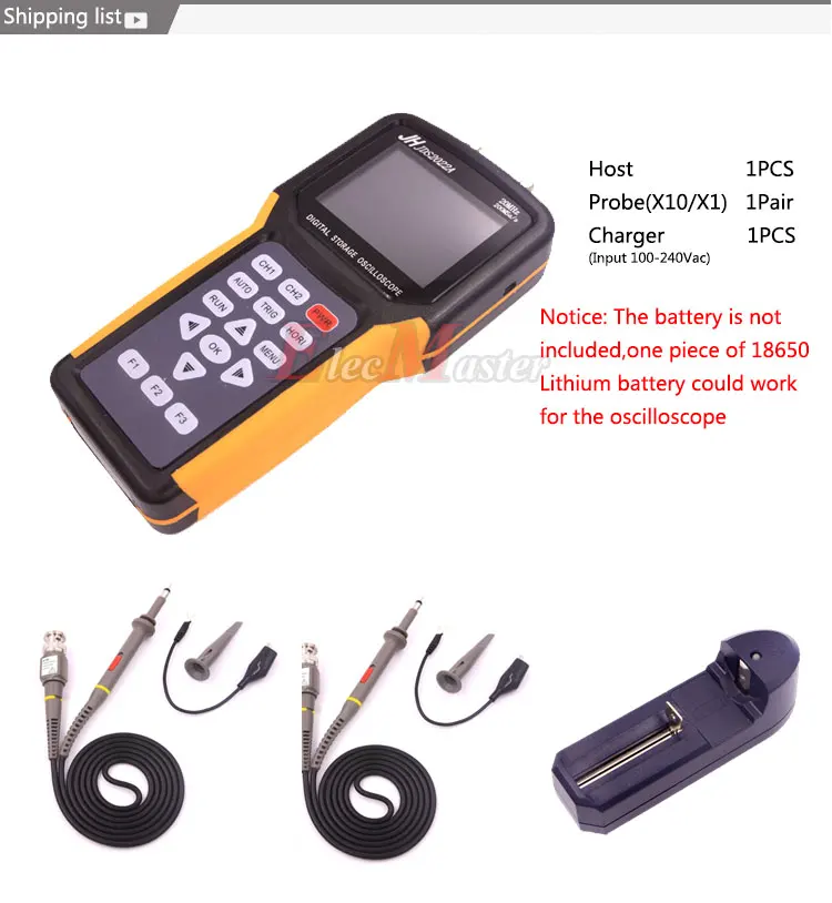 JDS2022A Handheld Oscilloscope portable Oscilloscope 20MHz 2 channels Digital Storage dual channels 200M Sa/s