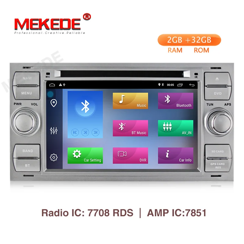 Top MEKEDE Android9.1 Quad core 32G ROM Car Multimedia player for Ford Focus Kuga Transit  with free shipping 4G wifi RDS 1