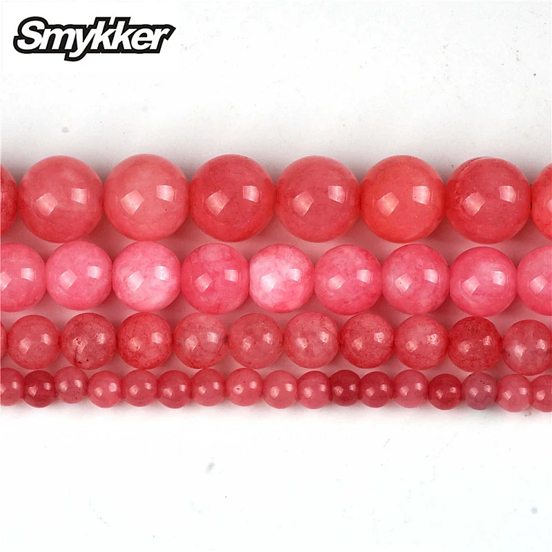 

Watermelon Red Jade Stone Round Loose Beads For Muslim Prayer Accessories 4/6/8/10mm Beads Charms Spacer Jasper Jewelry Making