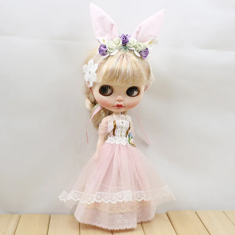 Neo Blythe Doll Wedding Dress with Fancy Headdress 5