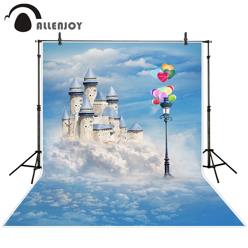 Фон для фотосъемки Allenjoy Воздушные шары огни Небо замок фоны детская принцесса