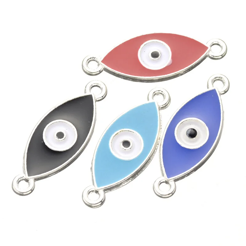 

5pcs Evil Eye Bracelet Connector Findings DIY Making Jewelry Fatima Hand Feather Enamal Charm Beads Handmade Accessories AC436