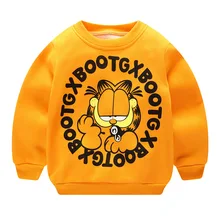 Детская желтая толстовка с длинными рукавами, топы с героями мультфильмов, детские толстовки, верхняя одежда, плотная Теплая Бархатная Одежда для новорожденных, осенне-зимняя одежда