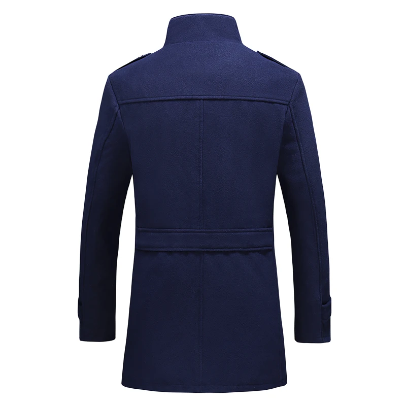 Модный деловой повседневный мужской теплый зимний шерстяной Тренч, шерстяное пальто, тонкая ветровка, длинная куртка, верхняя одежда размера плюс M-5XL