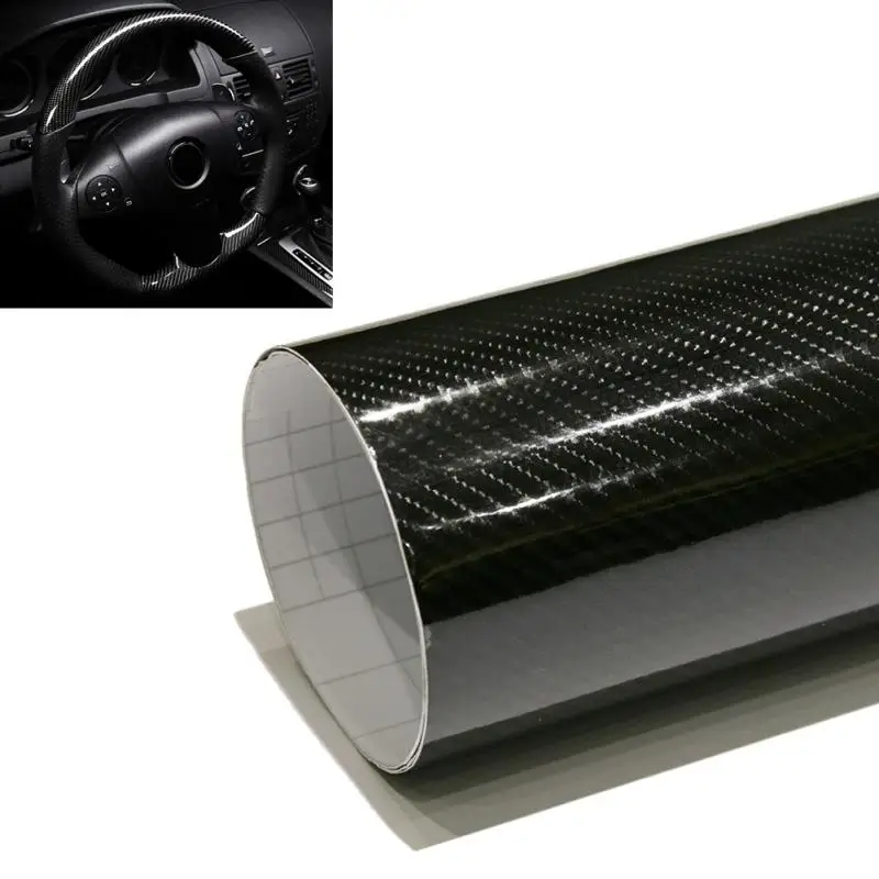 

Car Styling 152*30cm High Gloss 5D Black Carbon Fiber Vinyl Film Carbon Fibre Car Wrap Sheet Roll Film tools Car Sticker Decal