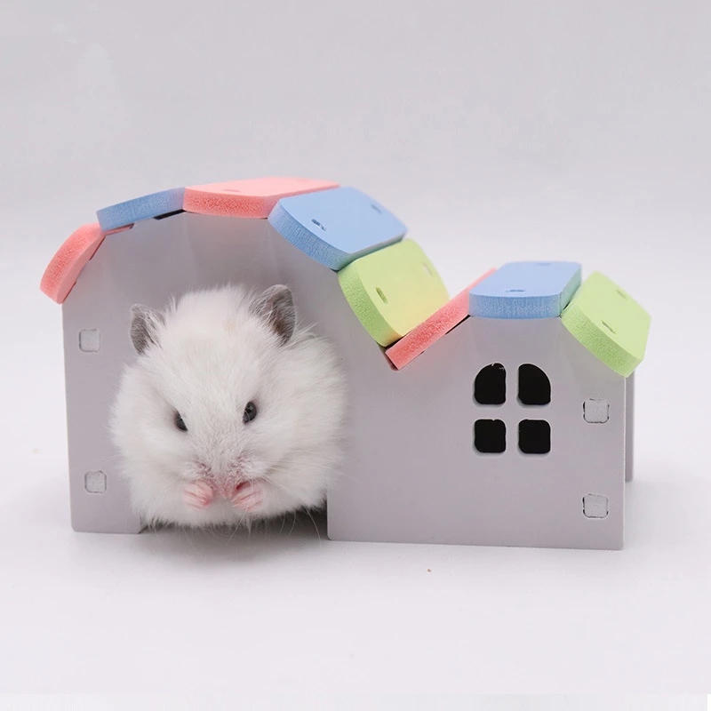 Buy Ecological wood Pet Hamster House Nest Hut Small