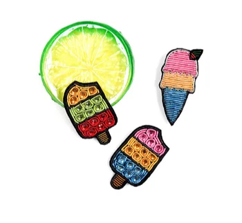 

embroidery india silk pin on patches for clothing brooch ice cream badge designer patches for jeans parches bordados para ropa