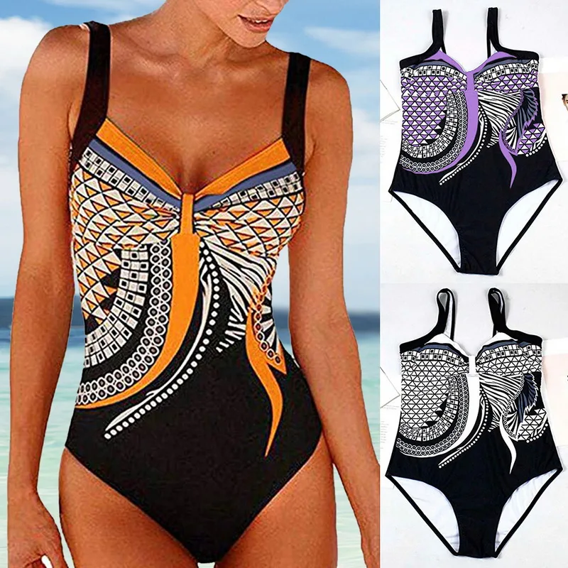 

LASPERAL 2019 Swimwear Women One Piece Swimsuit Push Up Vintage Retro Bathing Suits Swimming Suit Beach Wear Plus Size S-2XL