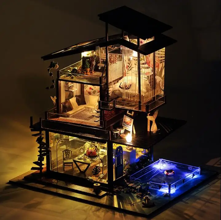 DIY деревянный кукольный дом кукольные домики 3D миниатюрная кукольная мебель набор игрушек для детей Рождественский подарок