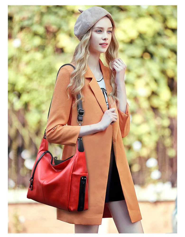 de ombro bolsa de couro macio tote vermelho a817