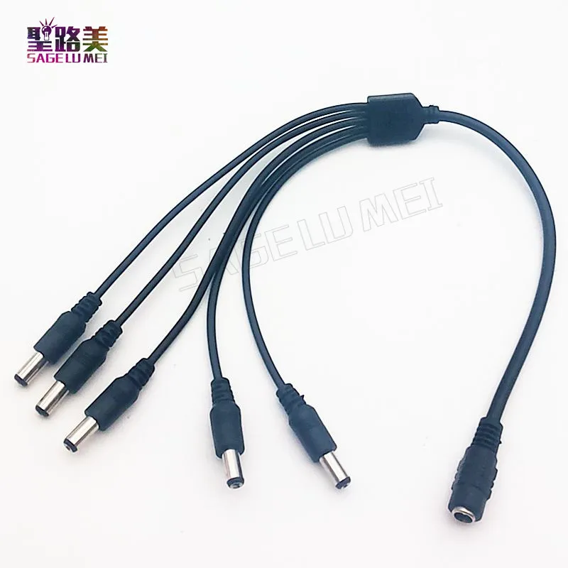  1pcs/lot 1 DC Female To 2/3/4/5/8 Male plug Splitter Adapter Power Connector Cable For CCTV Camera  - 32812249984
