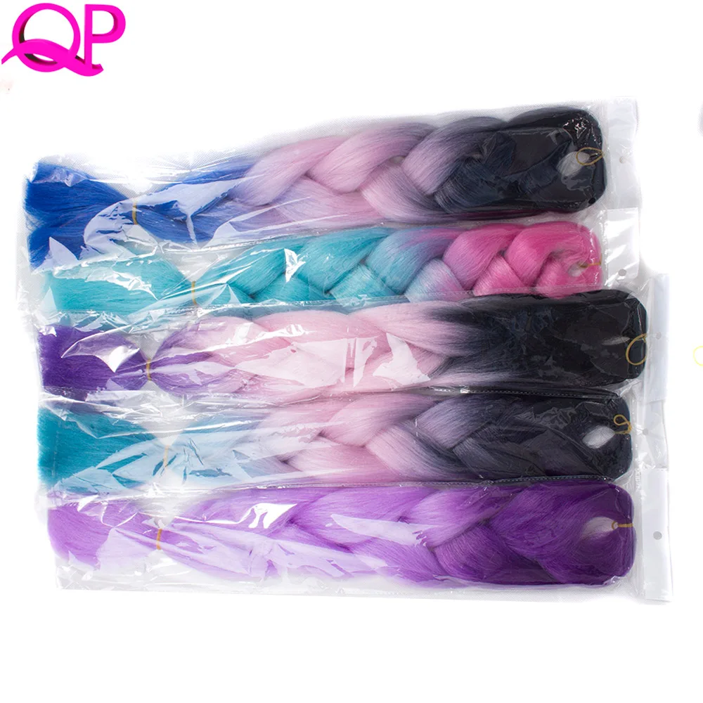 Pre Ombre Braiding Hair 24'' yaki straight 100g/pcs Synthetic High Temperature Fiber Hair Extensions