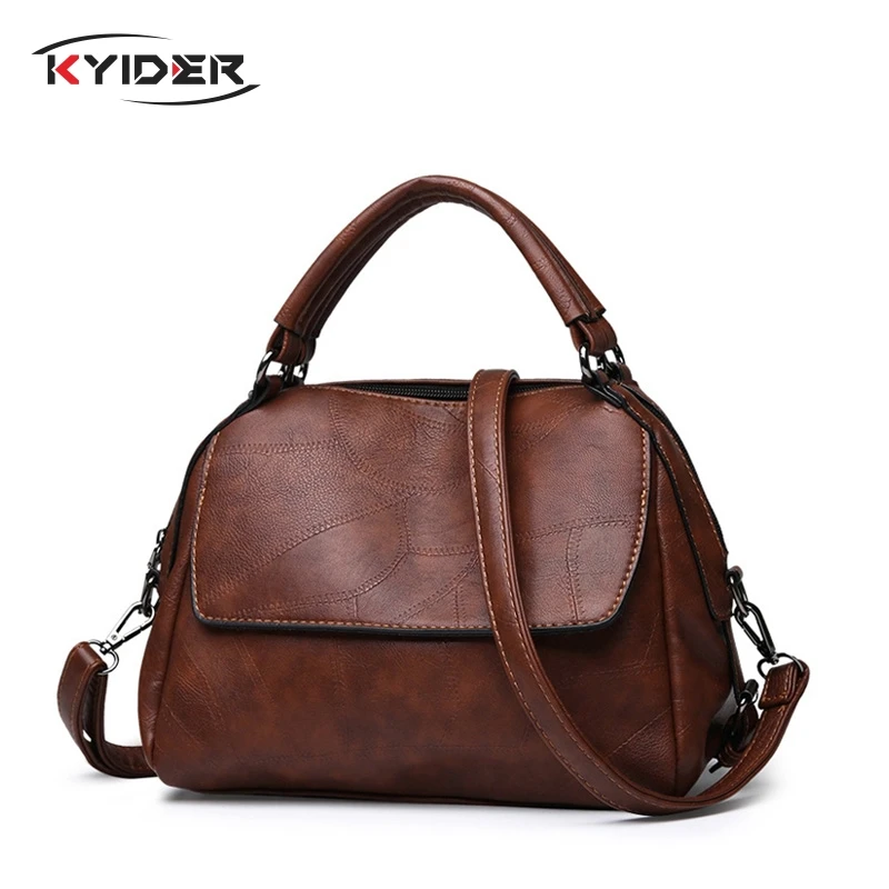 

New Fashion Women Bag Vintage Shoulder Bag Women Handbags Soft Leather Crossbody Bags For Women Ladies Boston Bolsa 2019
