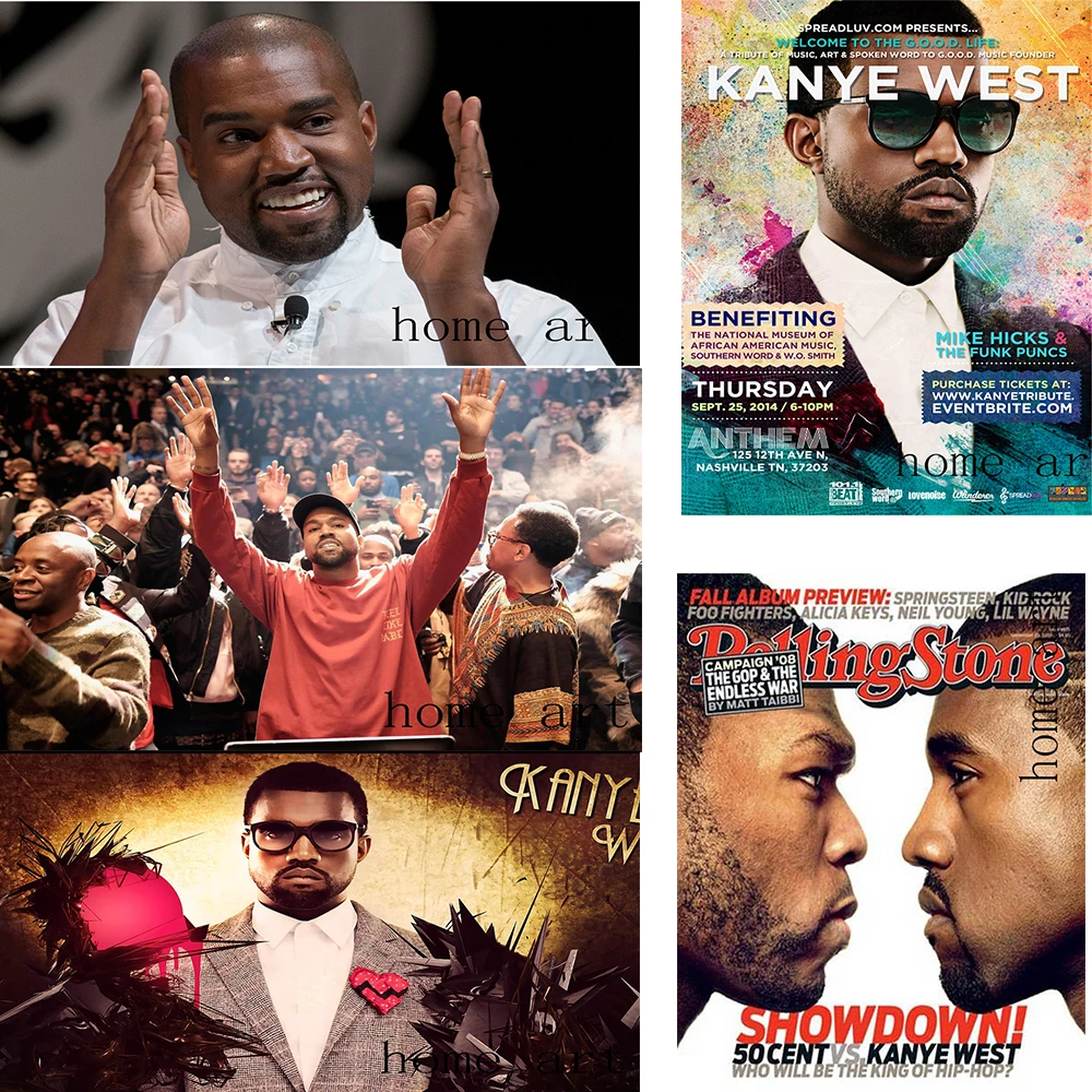 Музыкальный постер Kanye West настенные наклейки с прозрачным изображением