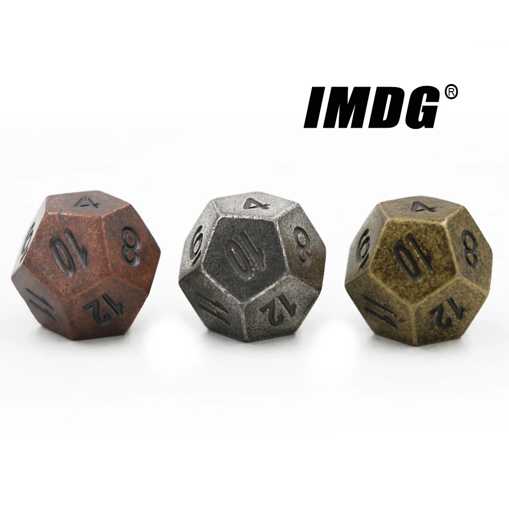 

1pcs D12 Polyhedron RPG Dice 12-sides Accessories Metal Dice DND Different Color Digital Game Dice