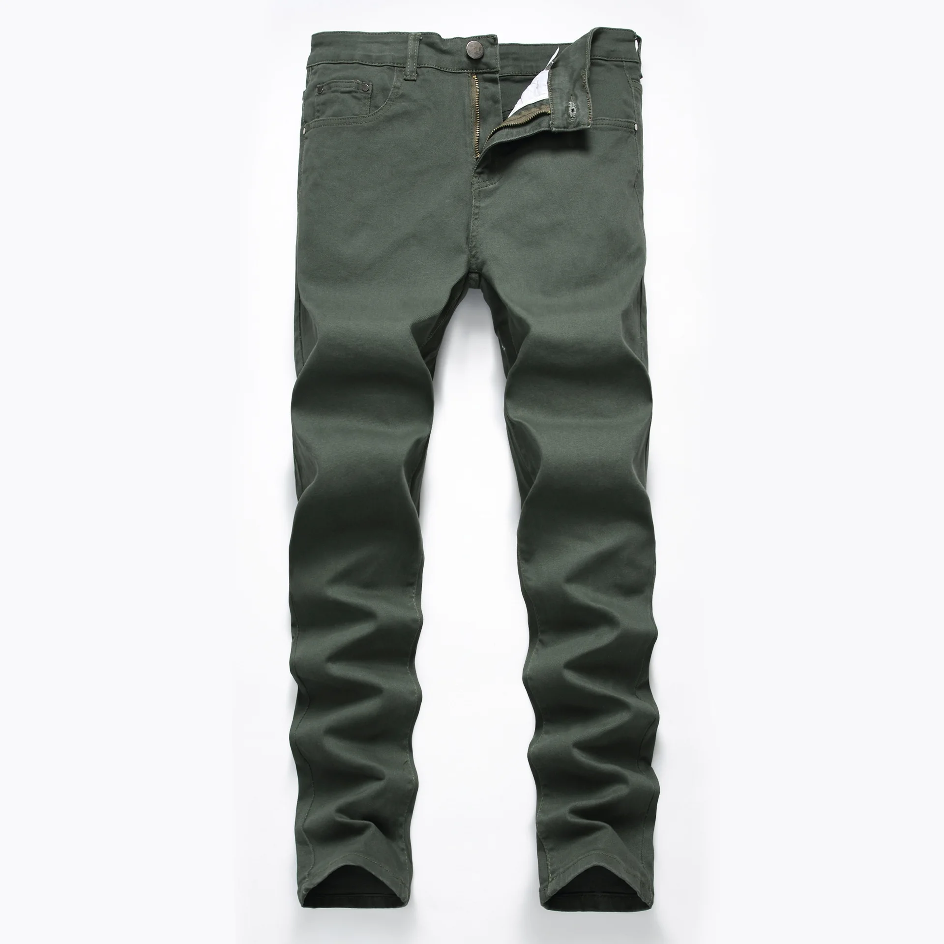 Для мужчин Байкер Джинсы для женщин Бизнес летние прямые Slim Fit синие джинсы стрейч джинсовые штаны Мотобрюки классический ковбой человек промывали Рваные джинсы - Цвет: 7006 army green