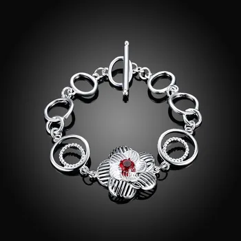 

Silver Bracelets For Woman Birthday Party Gift Geometric Round Circel Design Fashion Bracelet Jewelry