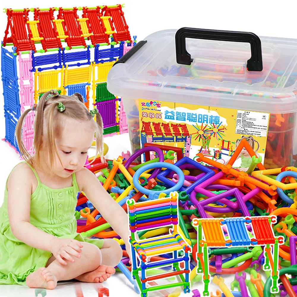 Online 500 Uds., DIY, bloques de inteligencia creativa, varita mágica, juego de construcción de diseño magnético, modelo de plástico y bloques de construcción