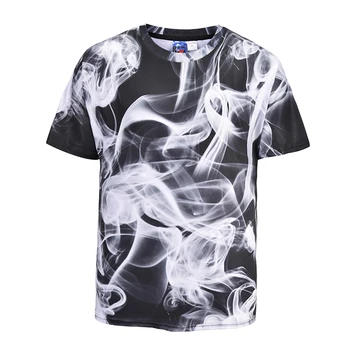

New art smoke 3D printing T-shirt street loose large size men's summer short-sleeved Cosplay Costume unisex