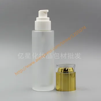 

60ml/80ml clear frosted Bottle With shiny gold acrylic lotion pump,for lotion/essential oil/liquid cream,cosmetic glass bottle