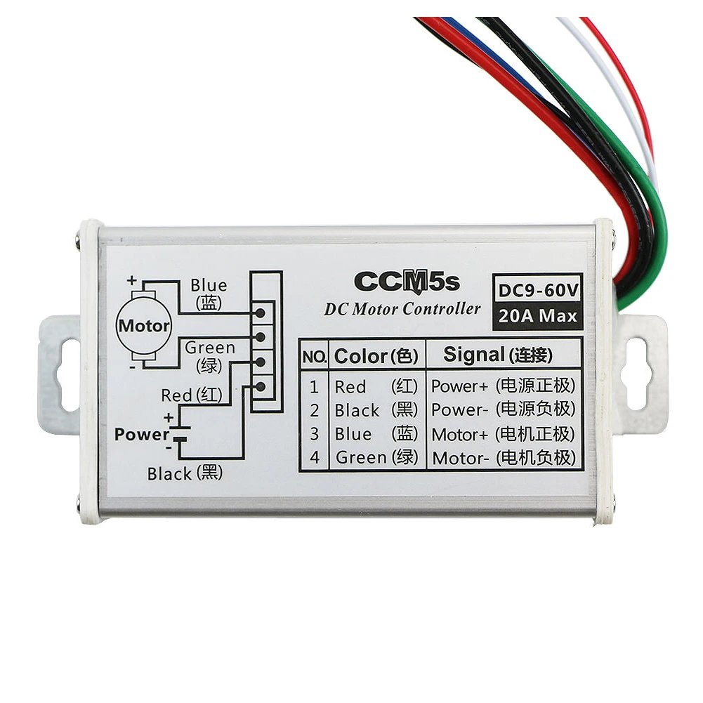 

DC 9V 12V 24V 48V 60V 20A Motor Speed Controller Regulator Driver PWM 25KHz