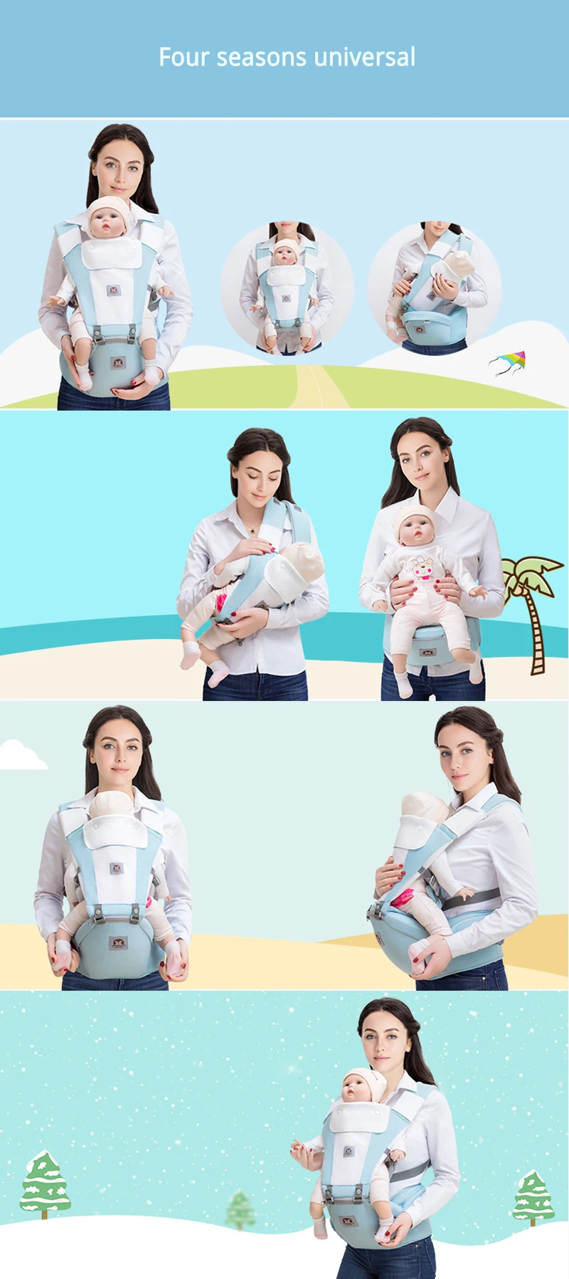 Honeylulu всесезонный многофункциональный слинг-кенгуру для новорожденных, светильник-кенгуру для ребенка, Детский рюкзак-кенгуру