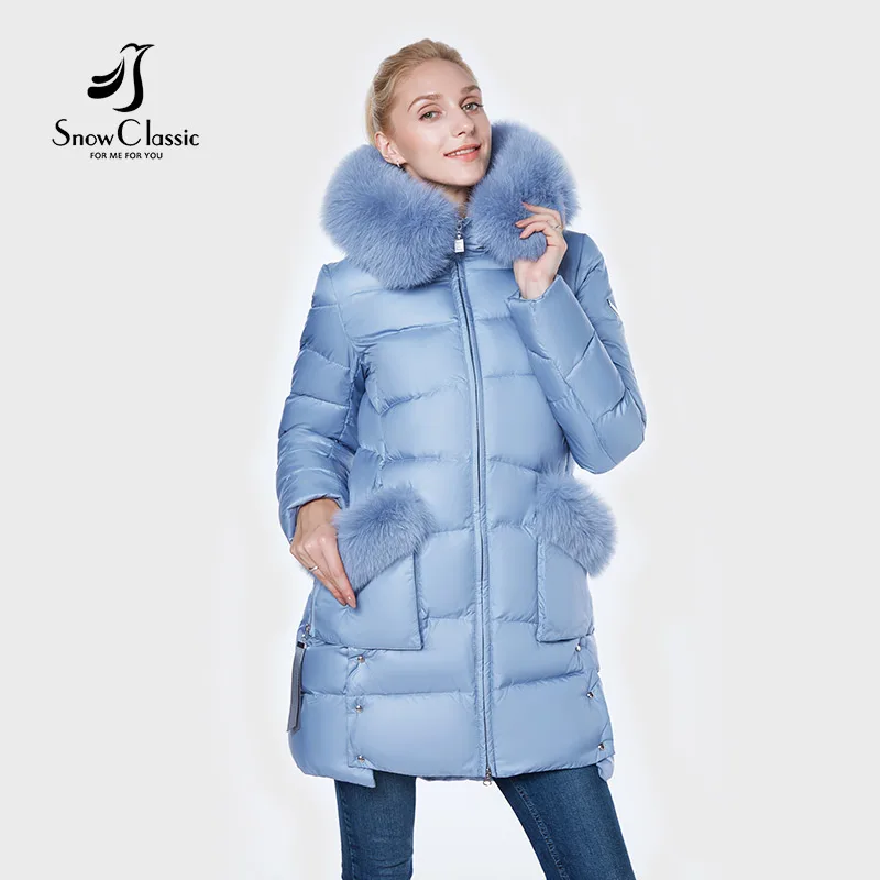 SnowClassic новая куртка Женская camperas mujer abrigo invierno пальто женщин парк лиса волосы шляпа карман толстый сторона дизайн