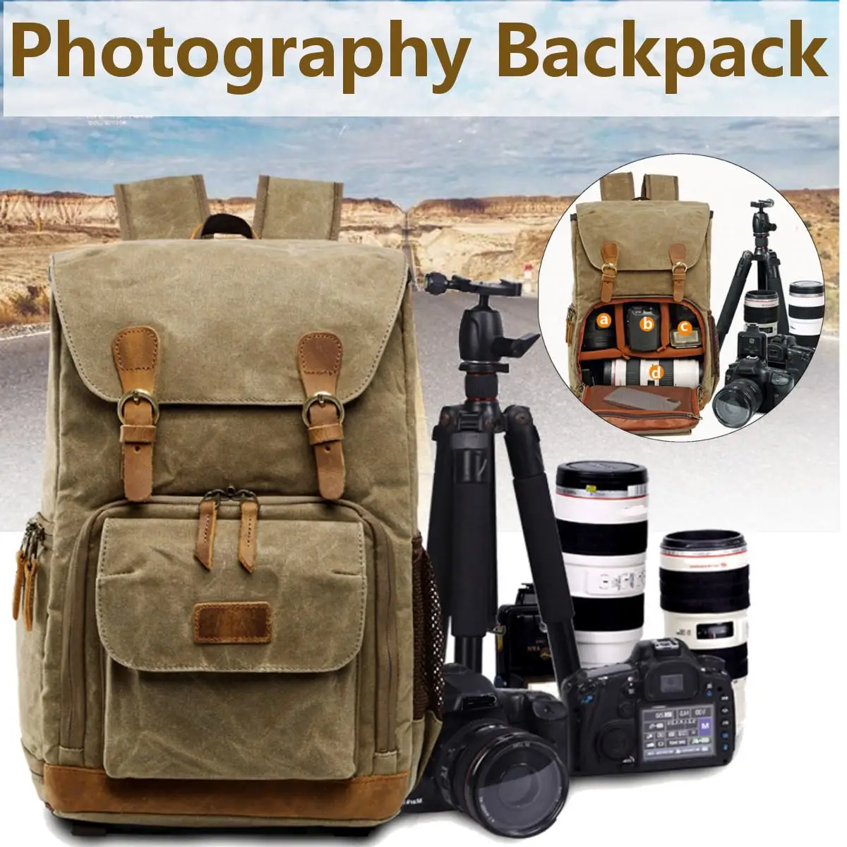 

Batik Canvas Waterproof Photography Bag Outdoor Wear-resistant Large Camera Photo Backpack Men for Nikon/Canon/ Sony/Fujifilm