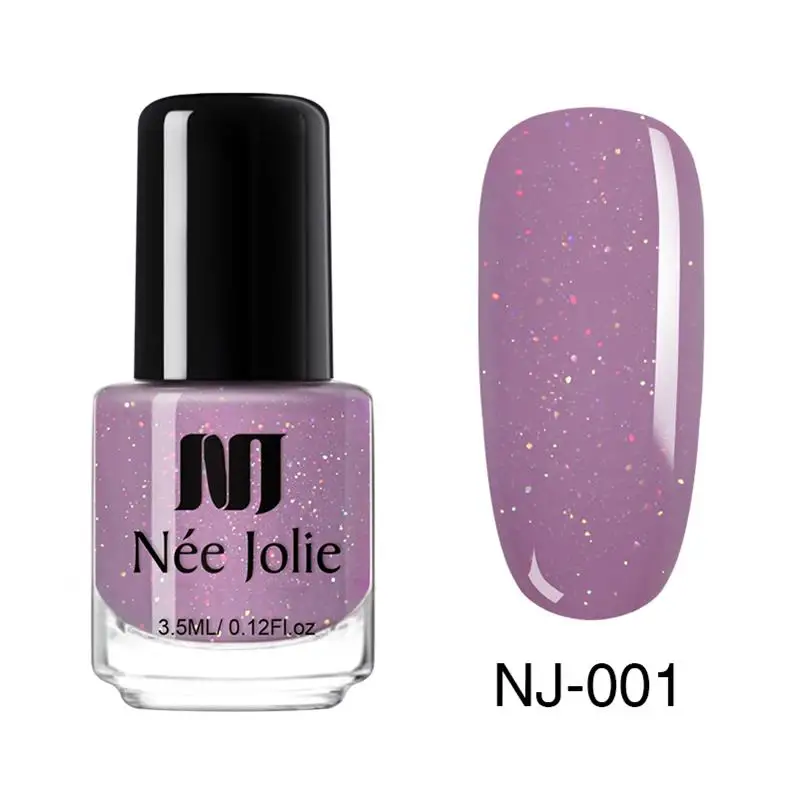 NEE JOLIE 18 Colors Shimmer Nail Polish Pure Nail Color Pink Purple Gray Series Glimmer Fast Dry Nail Art Varnish 3.5ml - Цвет: NJ-001