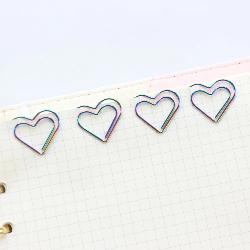 Creative new cute colorful heart design metal paper clips set