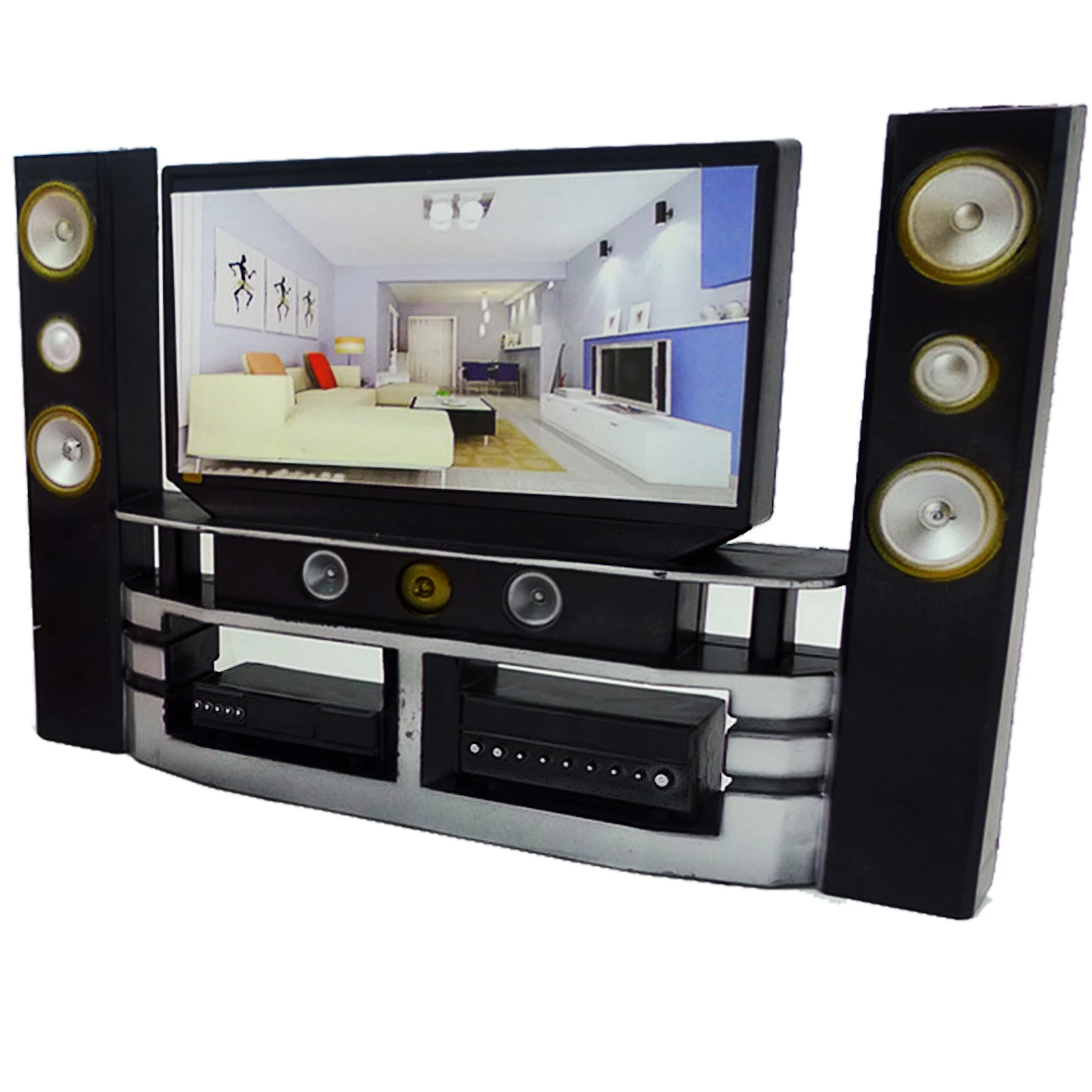 1 Pc Mini Hi-Fi TV Home Theater Cabinet Set Combo for Mini Doll Kids Gift
