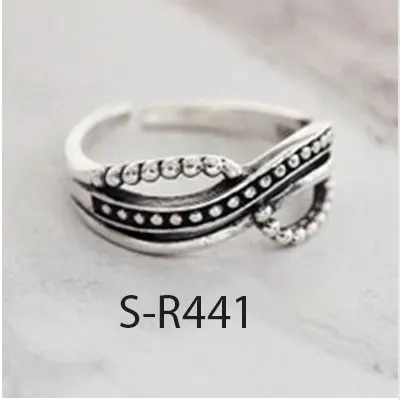 ANENJERY винтажные 925 пробы серебряные кольца ручной работы Размер 18 мм Регулируемые кольца для мужчин и женщин тайские серебряные ювелирные изделия S-R430 - Цвет основного камня: S-R441