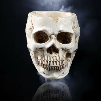 

Household Ornament Crafts Skull Ashtray Tobacco Ash Holder Container Halloween Decoration Props Retro Vintage Skull Ashtray