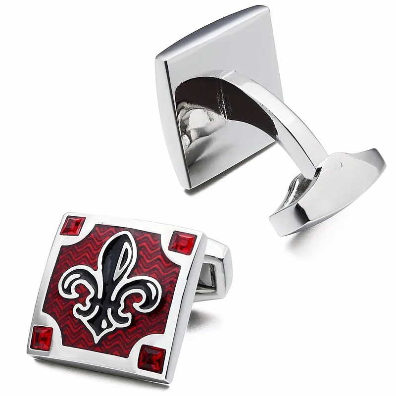 Najtaniej HAWSON biżuteria Chrome wzór spinki do mankietów spinki do mankietów wysokiej jakości kwadratowe spinki do mankietów spinki do mankietów niebieski i czerwony emalia opcje