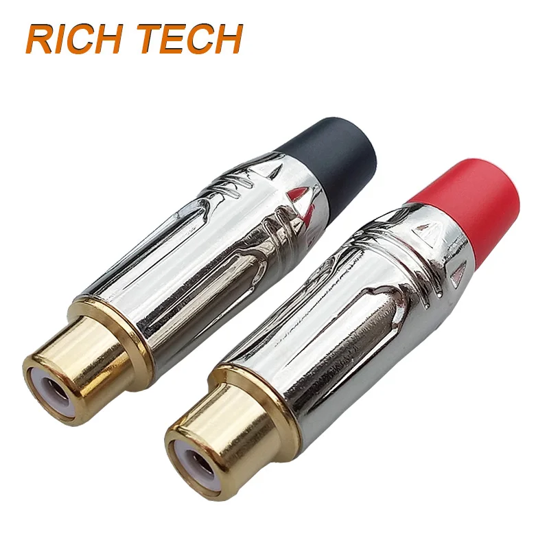 100pcs Gold Plated Speaker Jack RCA Female Socket Nickel/Chrome Plated Tube RCA Audio Cable Wire