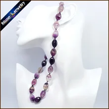 Piedra natural de la joyería del collar y colgantes para las mujeres verdadero arco iris de fluorita cristal tambor facetas línea choker collares 20″