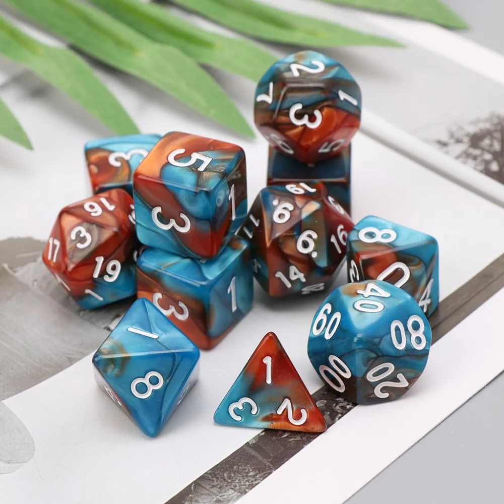 10 шт D4 D6 D8 D10 D12 D20 Двусторонняя кубики для RPG Подземелья и Драконы DND D & D комплект