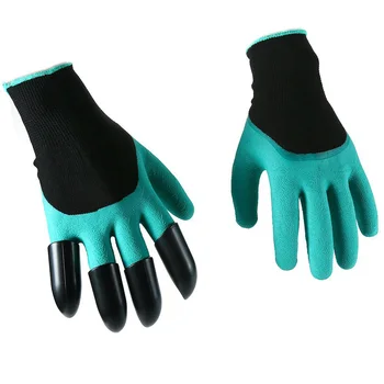 

2 pair Green Garden Gloves for garden Digging Planting with 4 ABS Plastic Claws Gardening Work Glove